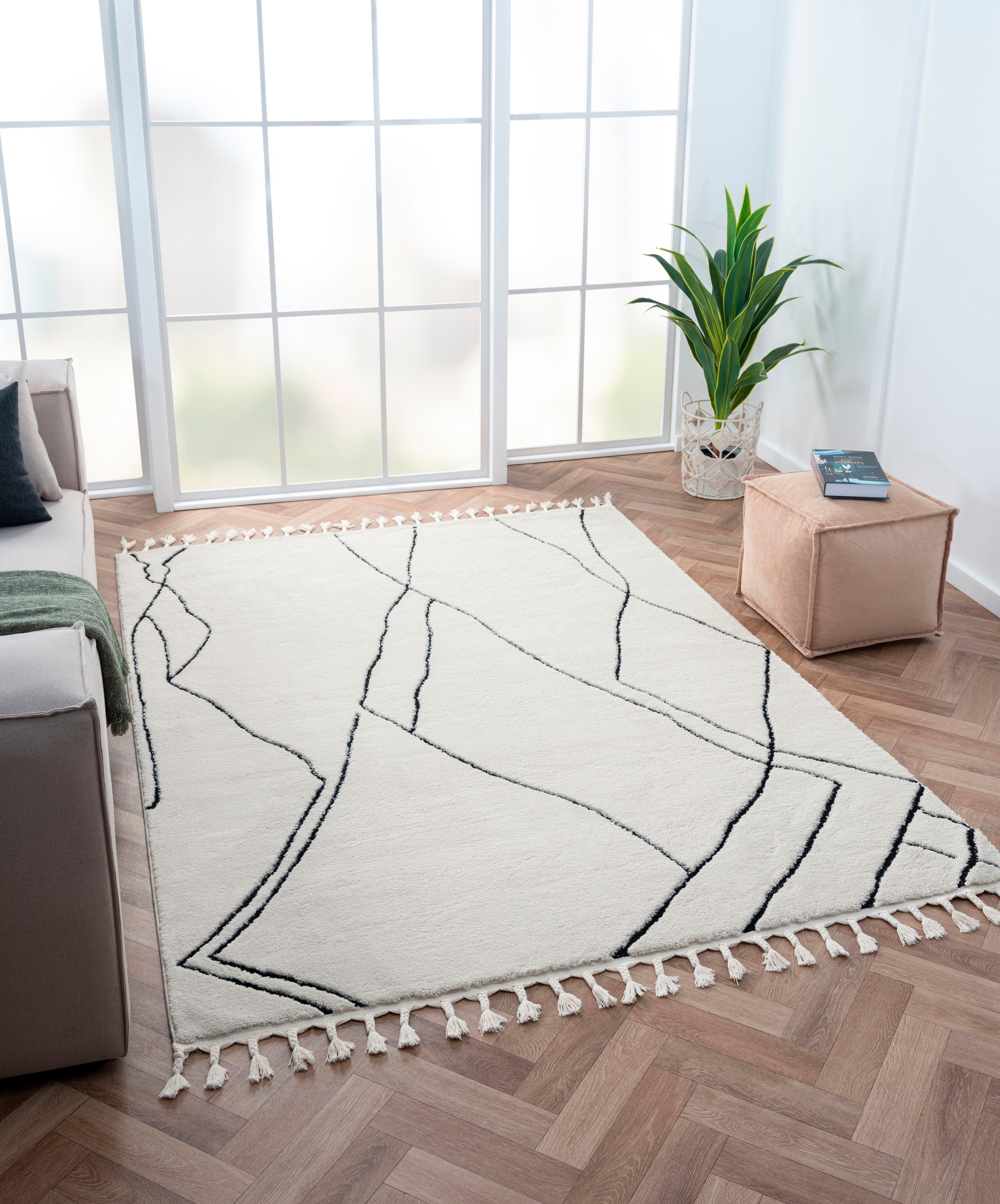 Myflair Möbel & Accessoires Hochflor-Teppich »Moroccan Drawline«, rechtecki günstig online kaufen