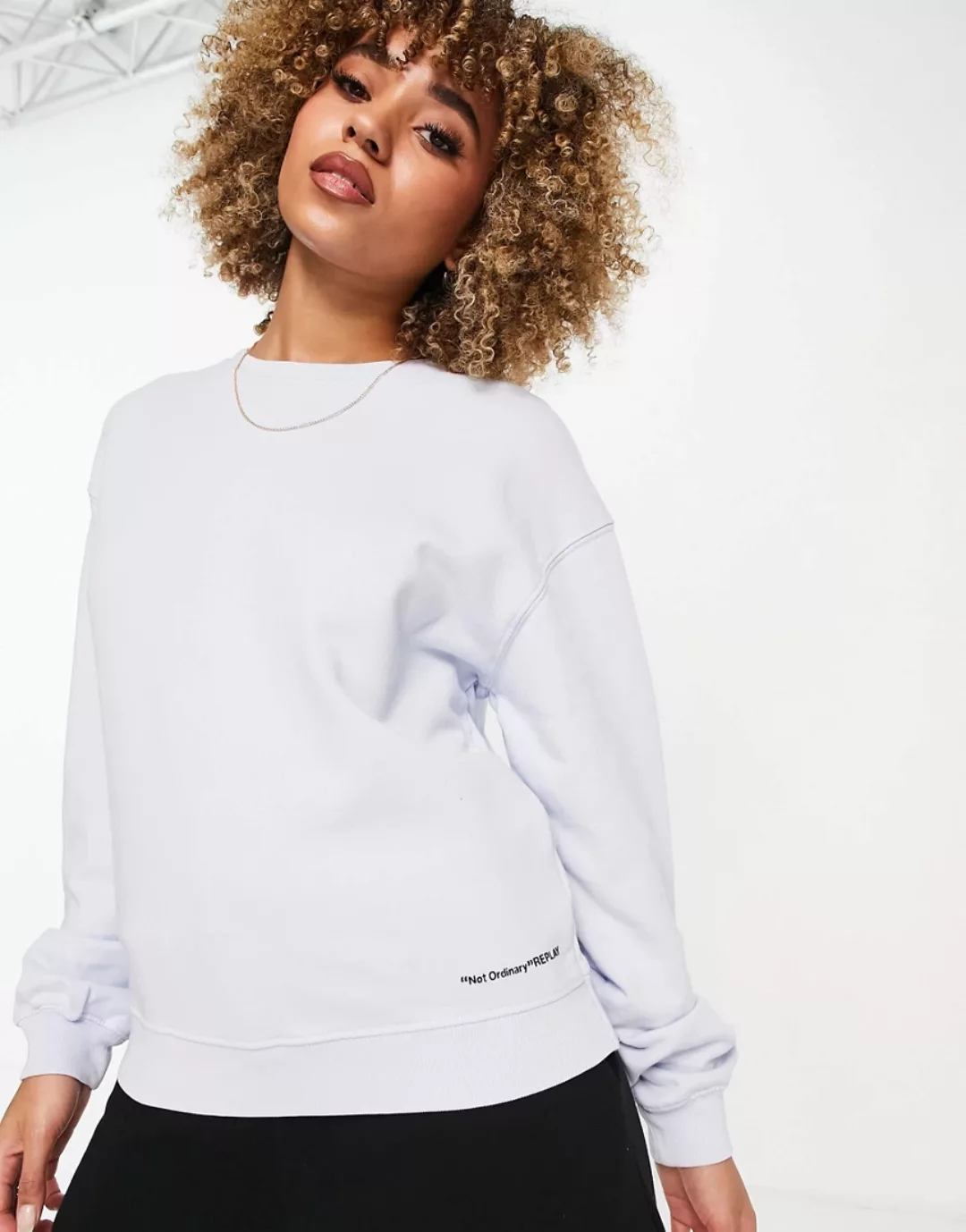 Replay – Oversize-Sweatshirt in Pastell-Azurblau, Kombiteil günstig online kaufen