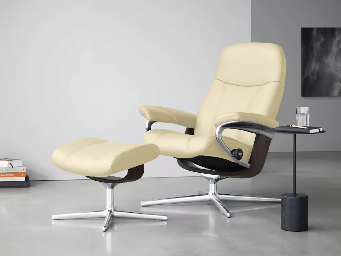 Stressless Fußhocker "Consul", mit Cross Base, Größe S, M & L, Holzakzent W günstig online kaufen