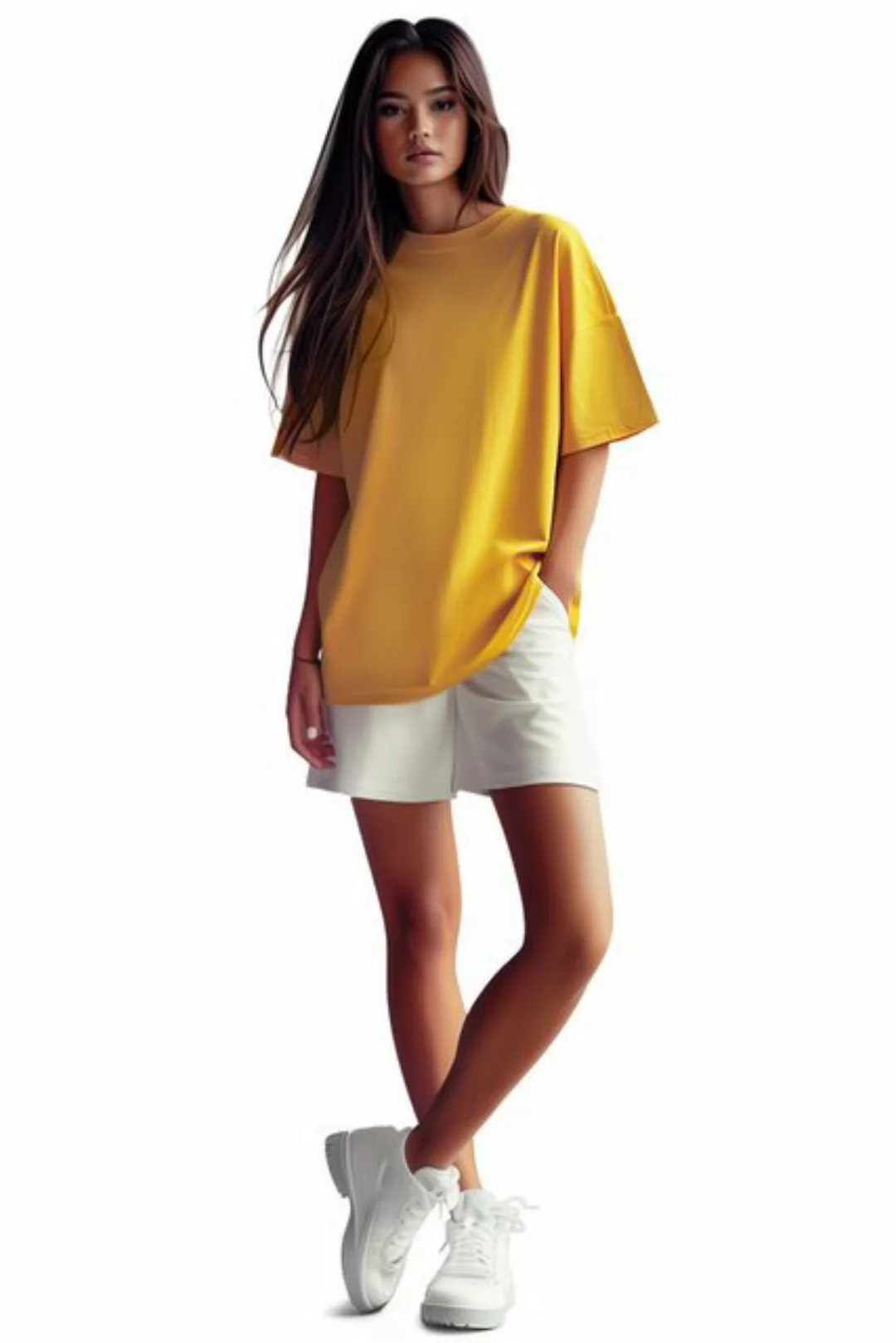 Reichstadt Oversize-Shirt Casual T-Shirt 24RSW058 Yellow XL in kräftigen Fa günstig online kaufen