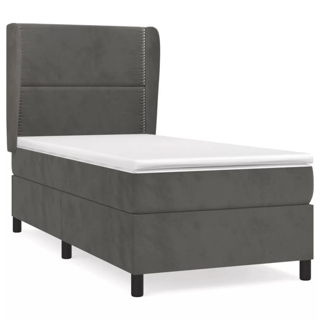 Vidaxl Boxspringbett Mit Matratze Dunkelgrau 100x200 Cm Samt günstig online kaufen