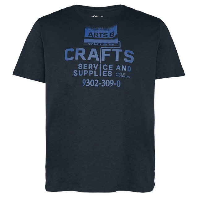 s.Oliver Rundhalsshirt Große Größe Herren T-Shirt navy Frontprint Arts&Craf günstig online kaufen