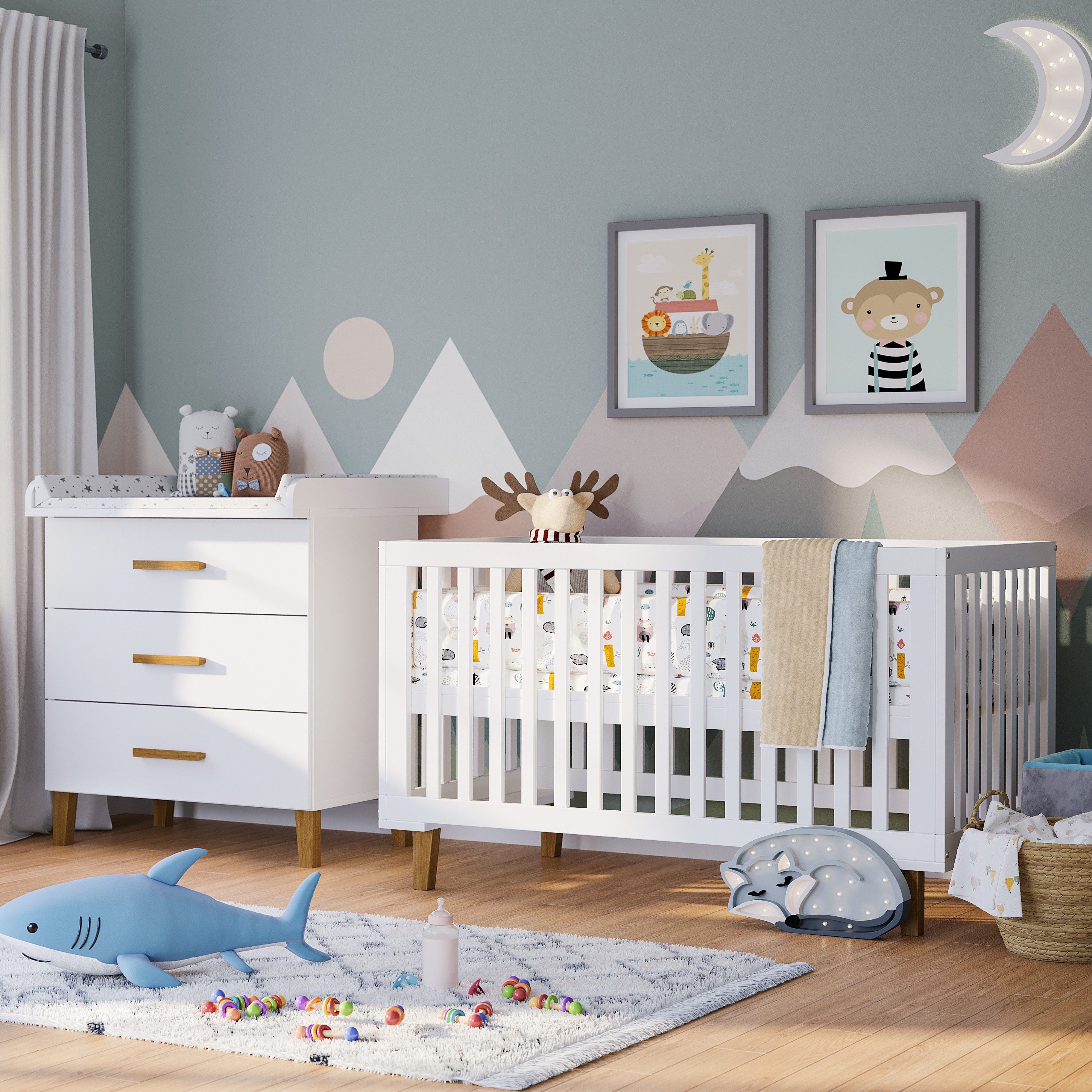 Bellabino Babymöbel-Set Liri, (2-tlg., Kinderbett, Wickelkommode), günstig online kaufen
