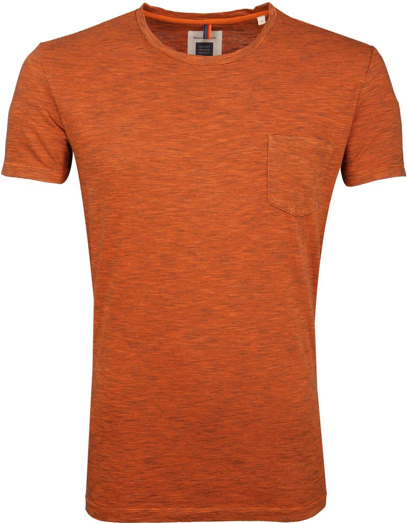 Marc O'Polo Logo T-shirt Streif Orange - Größe XXL günstig online kaufen