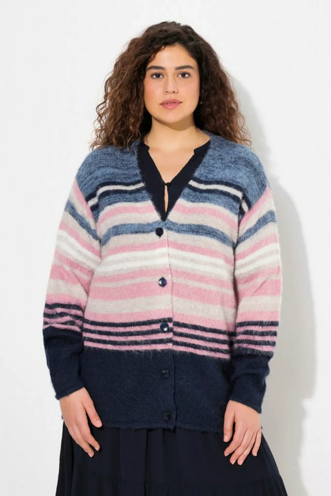 Ulla Popken Strickjacke Strickjacke offenes Modell Langarm günstig online kaufen