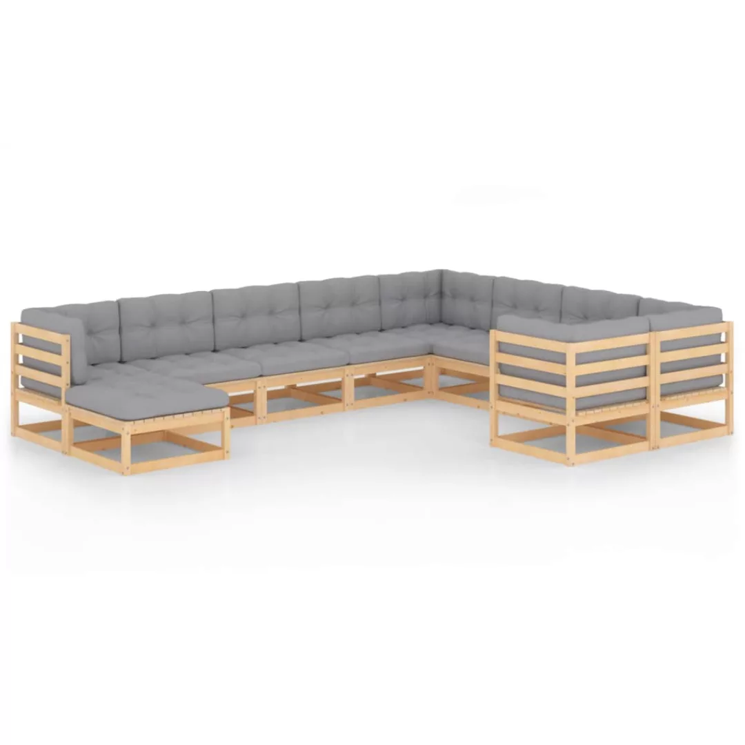 10-tlg. Garten-lounge-set Mit Kissen Kiefer Massivholz günstig online kaufen