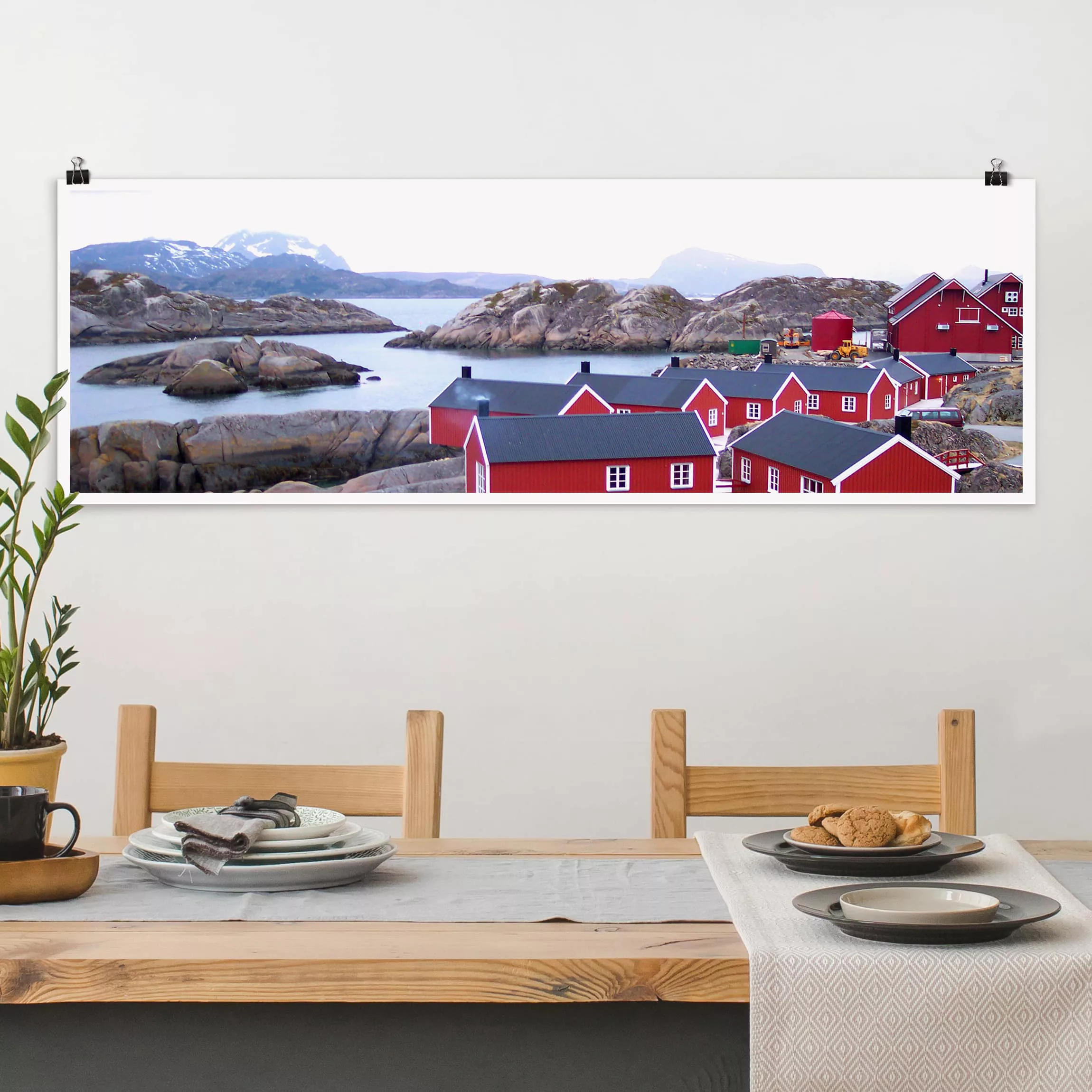Panorama Poster Architektur & Skyline Siedlung im Fjord günstig online kaufen