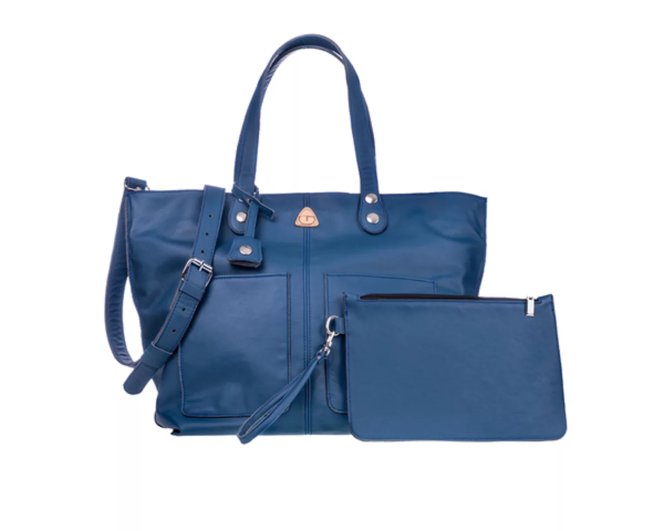Damen Große Einkaufstasche Lory Leder 100% Made In Italy - Blau günstig online kaufen