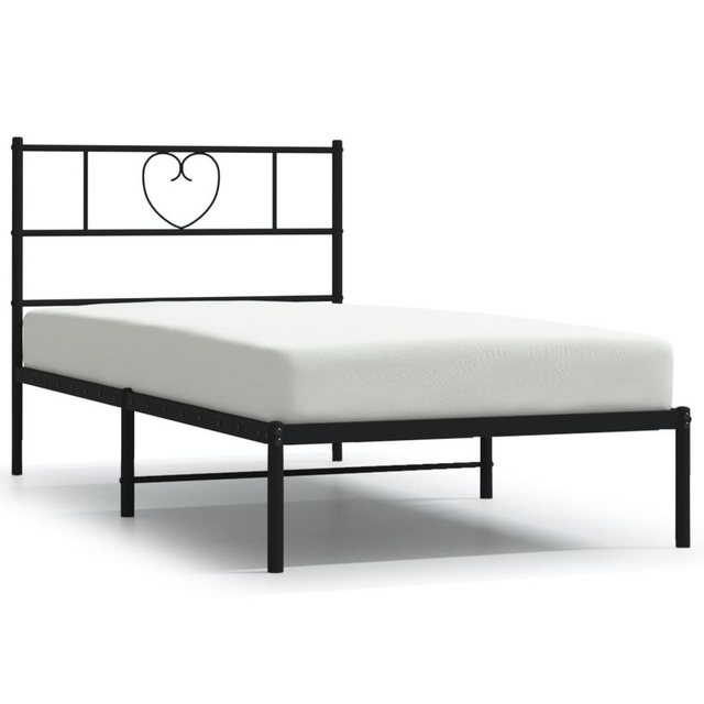 vidaXL Bettgestell Bettrahmen mit Kopfteil Metall Schwarz 80x200 cm Bett Be günstig online kaufen