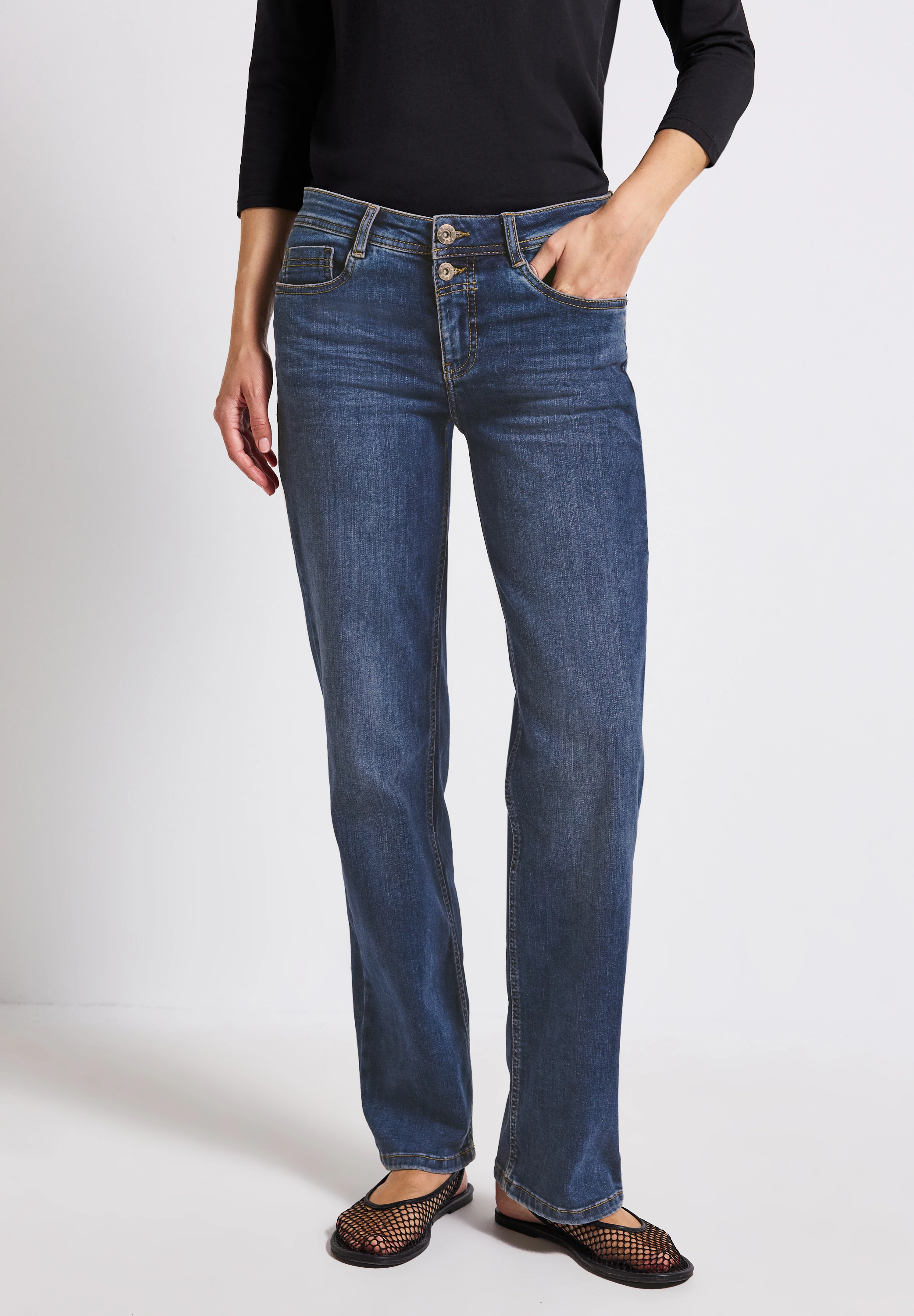 STREET ONE Straight-Jeans, Middle Waist günstig online kaufen