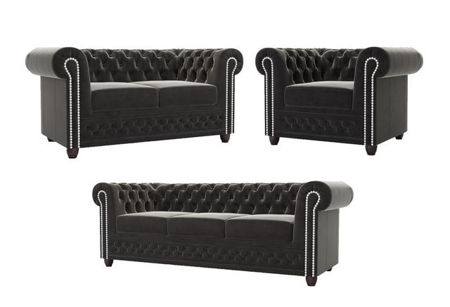 S-Style Möbel Polstergarnitur Chesterfield Lena mit Schlaffunktion 3+2+1 au günstig online kaufen