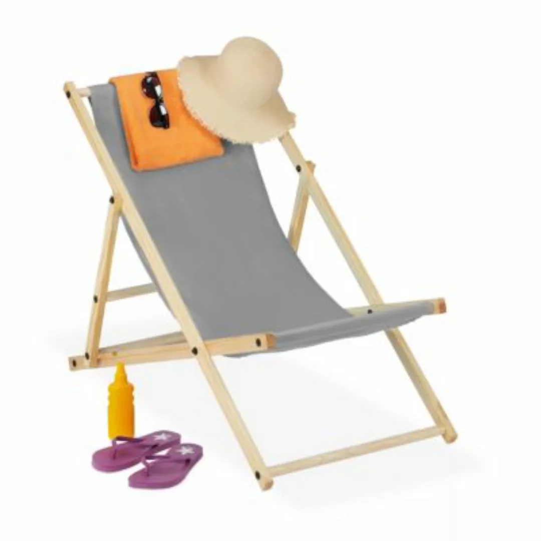 relaxdays Liegestuhl Holz klappbar hellblau günstig online kaufen