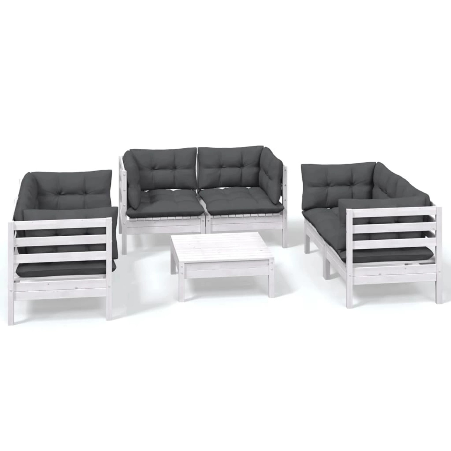 7-tlg. Garten-lounge-set Mit Kissen Kiefer Massivholz günstig online kaufen