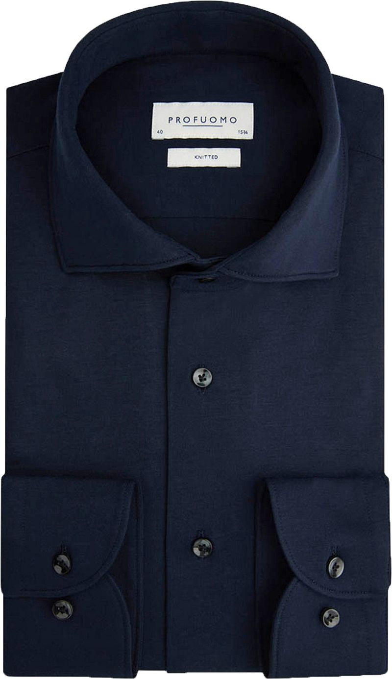 Profuomo Knitted Hemd Dunkelblau  - Größe 42 günstig online kaufen