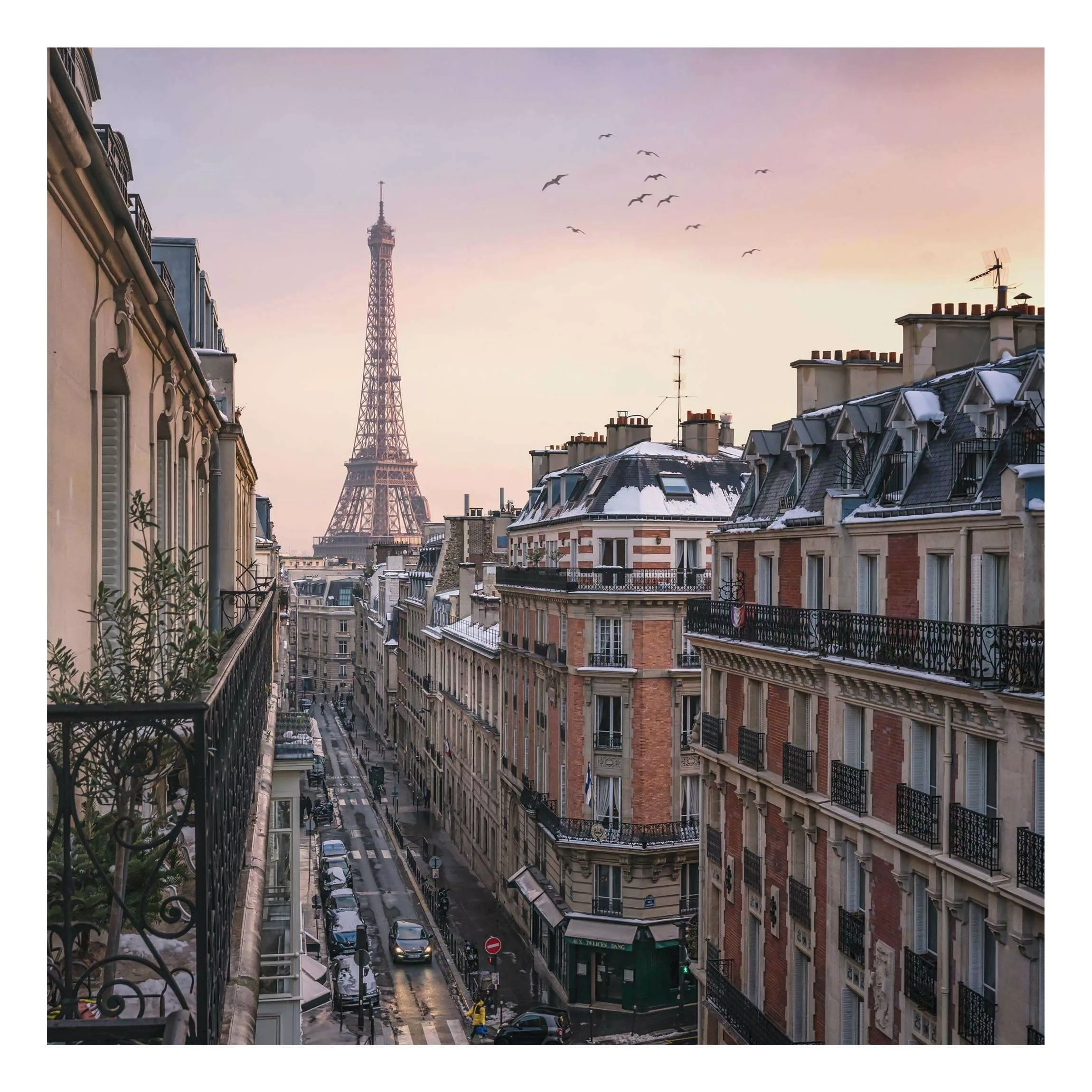 Alu-Dibond Bild Eiffelturm bei Sonnenuntergang günstig online kaufen