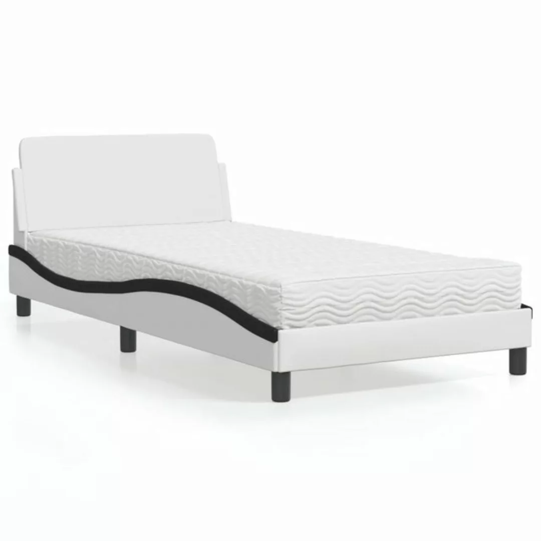 vidaXL Bett Bett mit Matratze Weiß und Schwarz 100x200 cm Kunstleder günstig online kaufen