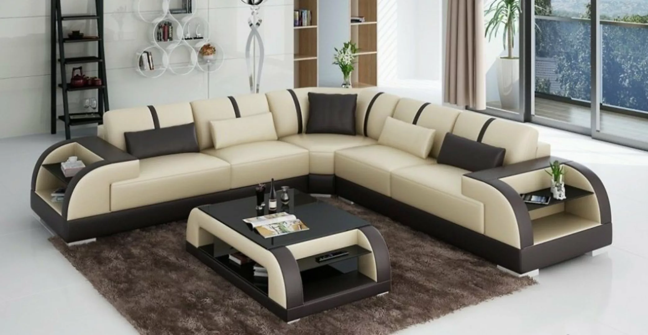 JVmoebel Ecksofa Design Eck Leder Sofa Couch Polster Wohnlandschaft L Form, günstig online kaufen