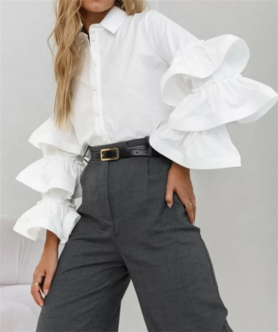 AFAZ New Trading UG Blusentop Langärmliges, elegantes Damenhemd mit Rüschen günstig online kaufen