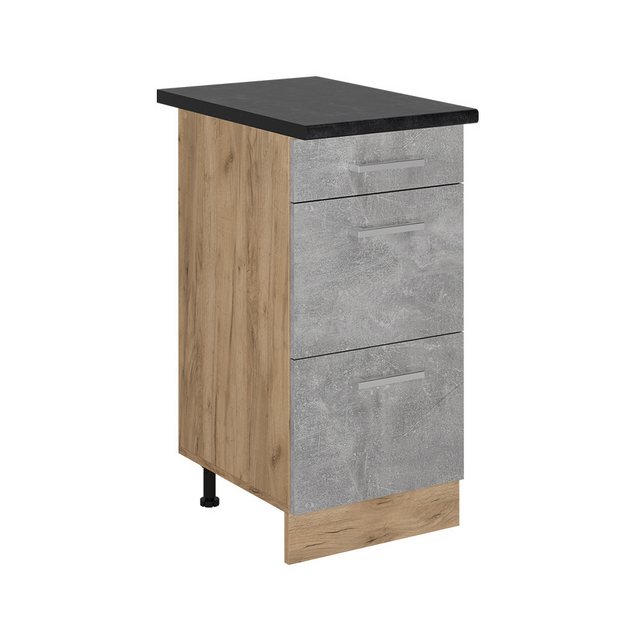 Vicco Unterschrank R-Line, Beton/Goldkraft Eiche, 40 cm mit Schubladen, AP günstig online kaufen