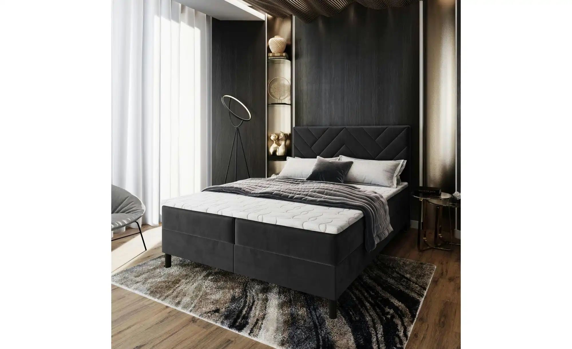 MASSENO Boxbett mit Bettkasten Rokis ¦ schwarz ¦ Maße (cm): B: 180 H: 98 Be günstig online kaufen
