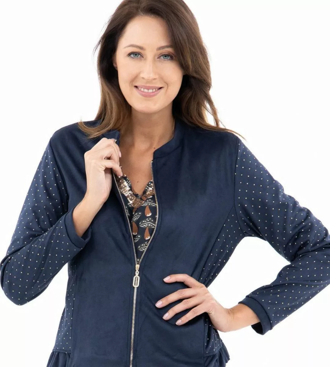 MONACO blue Kurzjacke Stoffjacke koerpernah mit Metallic-Pünktchen-Design günstig online kaufen