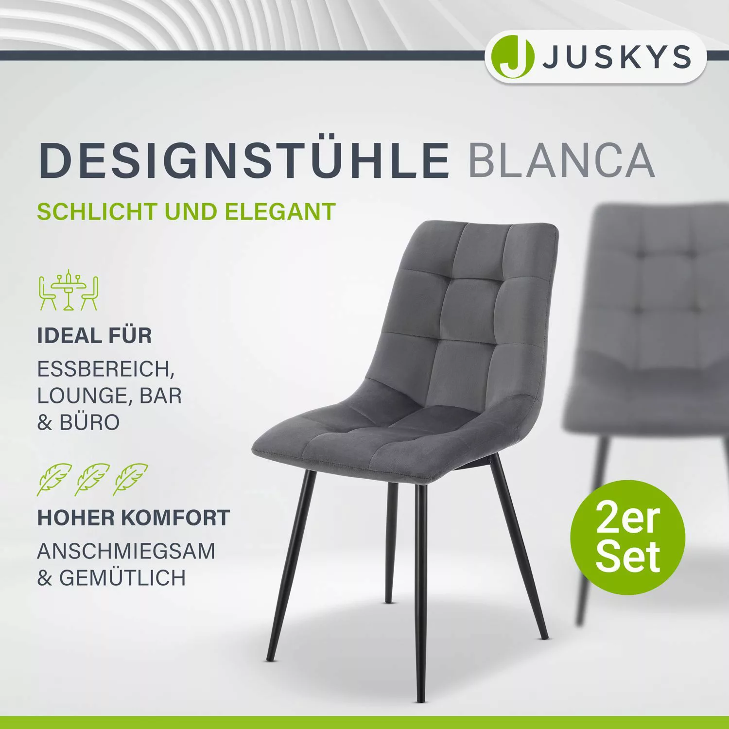Juskys Esszimmerstuhl Blanca (2 St), bequeme günstig online kaufen