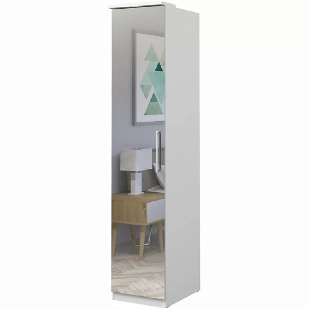 Lomadox Kleiderschrank OLMO-83 Schlafzimmer Schrank mit Spiegeltür in weiß, günstig online kaufen