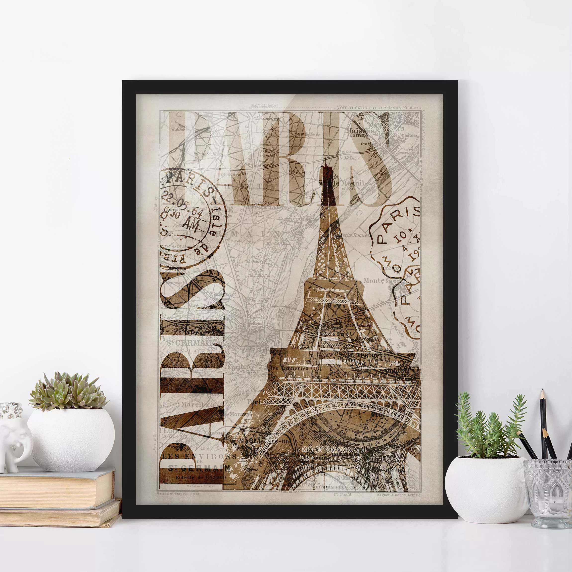 Bild mit Rahmen Architektur & Skyline - Hochformat Shabby Chic Collage - Pa günstig online kaufen