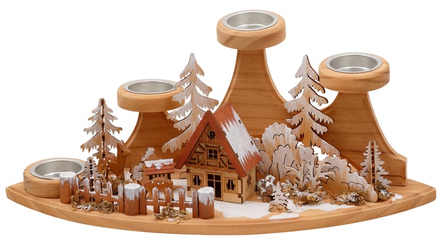 Home affaire Teelichthalter »Winterlandschaft, Weihnachtsdeko aus Holz«, (1 günstig online kaufen