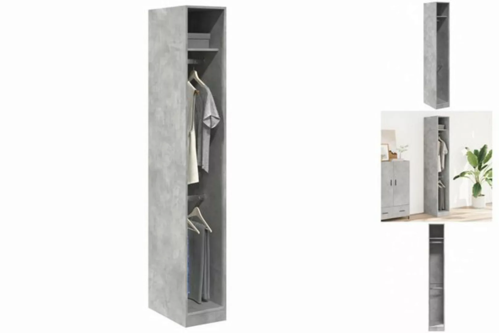 vidaXL Kleiderschrank Kleiderschrank Betongrau 30x50x200 cm Holzwerkstoff günstig online kaufen