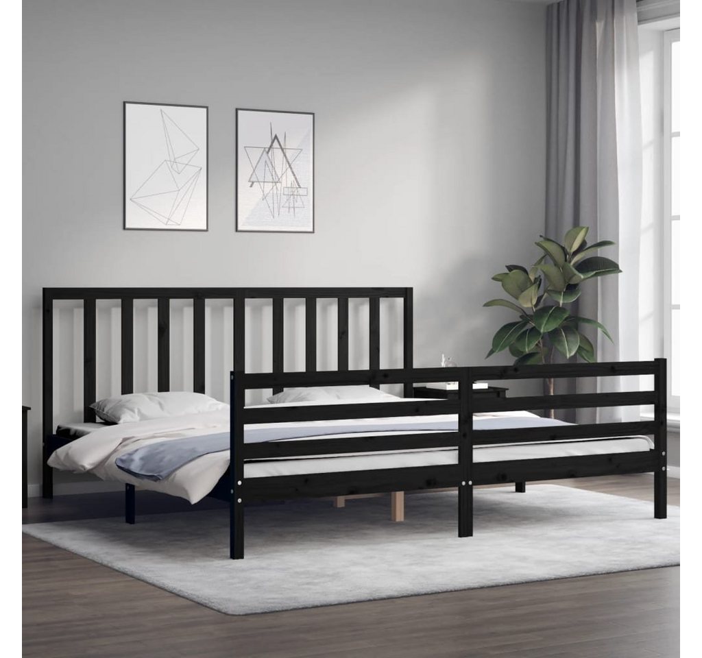 vidaXL Bett Massivholzbett mit Kopfteil Schwarz 200x200 cm günstig online kaufen