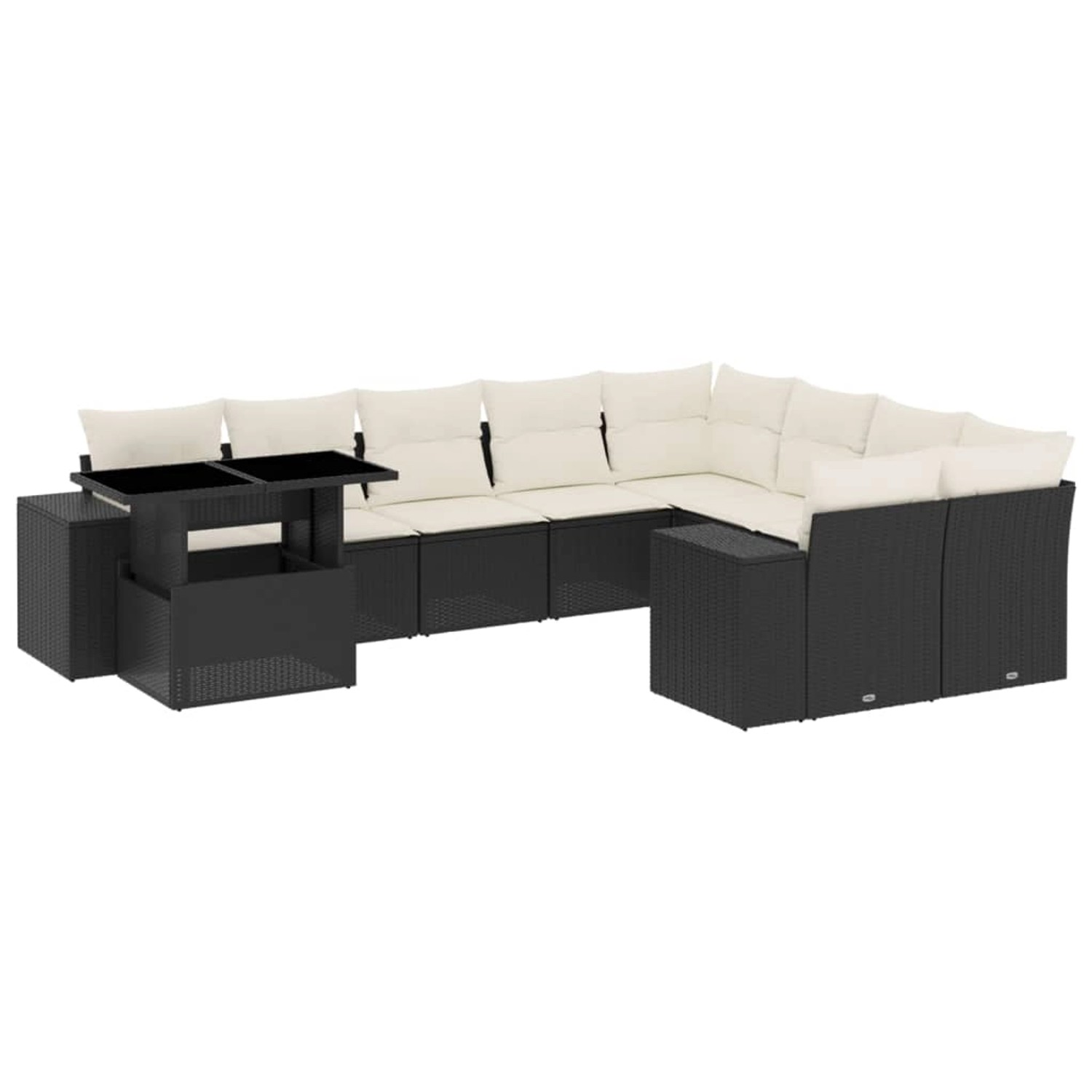 vidaXL 10-Tlg Garten-Sofagarnitur mit Kissen Schwarz Poly Rattan 3269396 günstig online kaufen