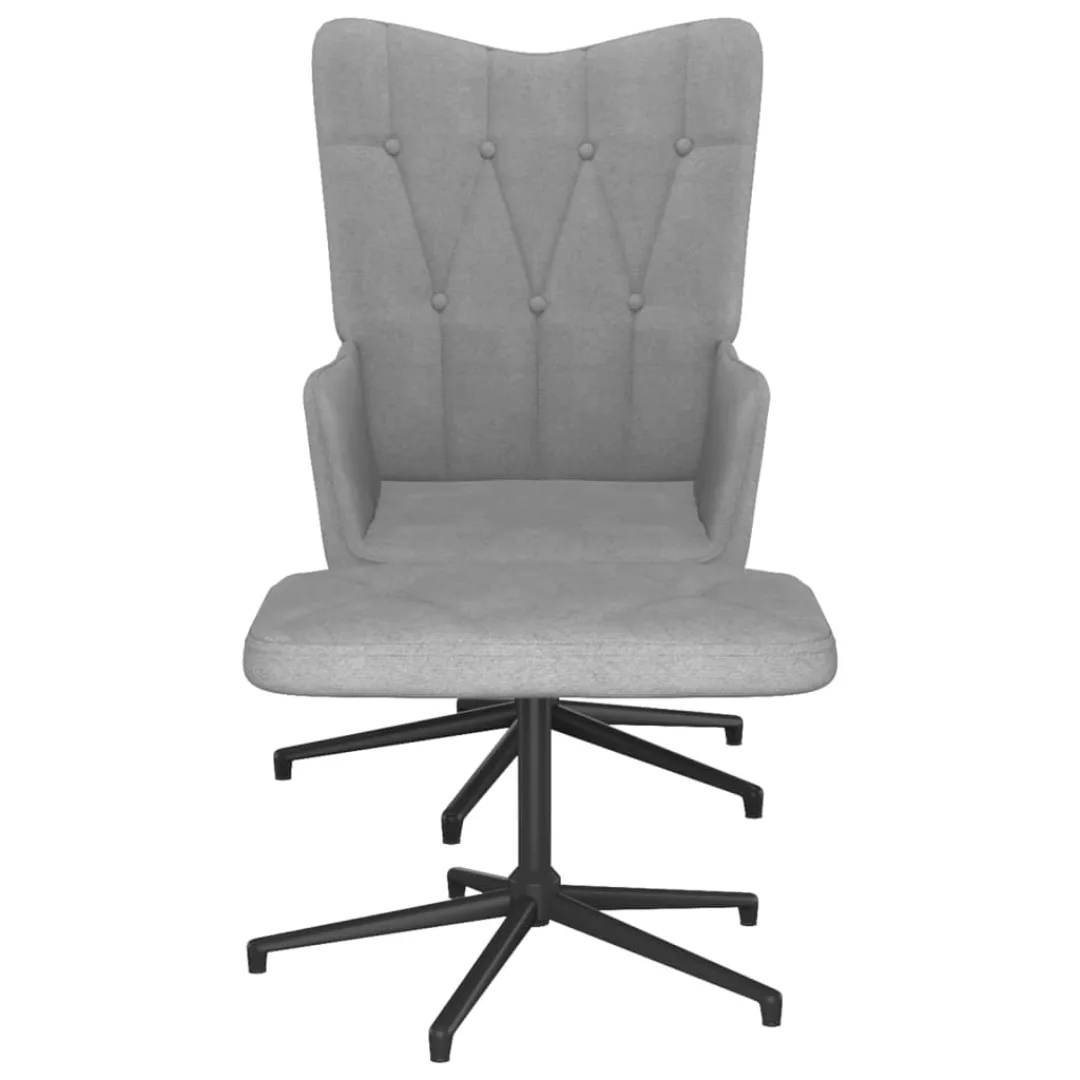 Relaxsessel Mit Hocker 62x67x97,5 Cm Hellgrau Stoff günstig online kaufen