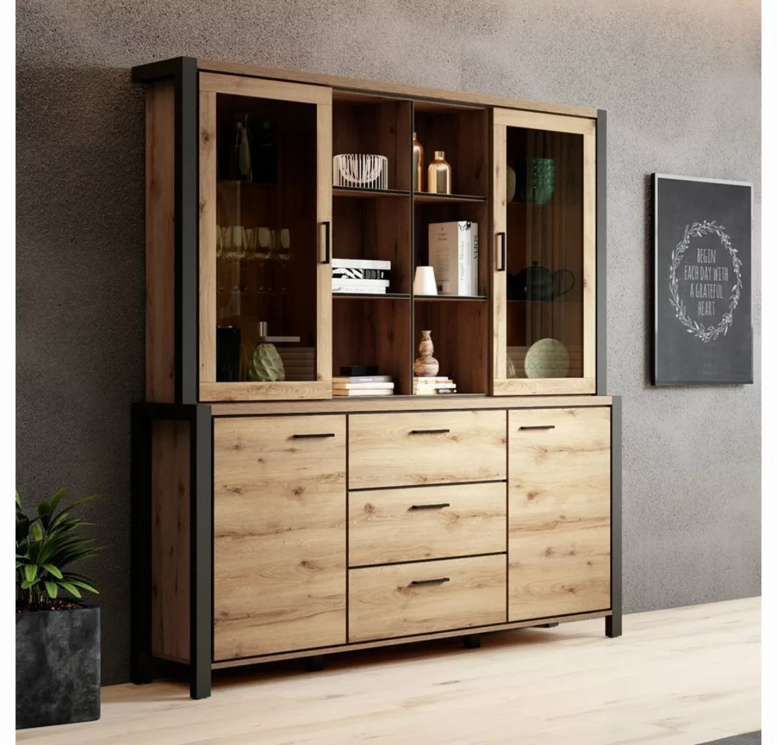 Lomadox Buffet ACCRA-83 in Taurus Eiche Nb. mit LED Beleuchtung 180/200/41 günstig online kaufen