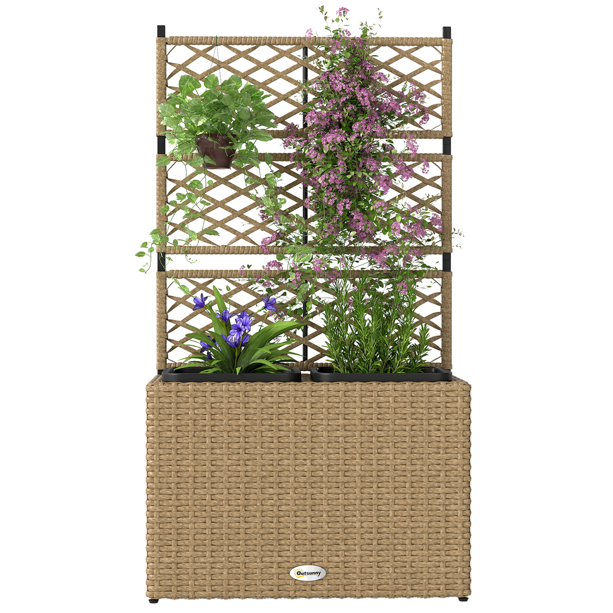 Outsunny Pflanzenkübel mit Rankgitter 2 Töpfe Pflanzgefäß Pflanzkasten 22L günstig online kaufen