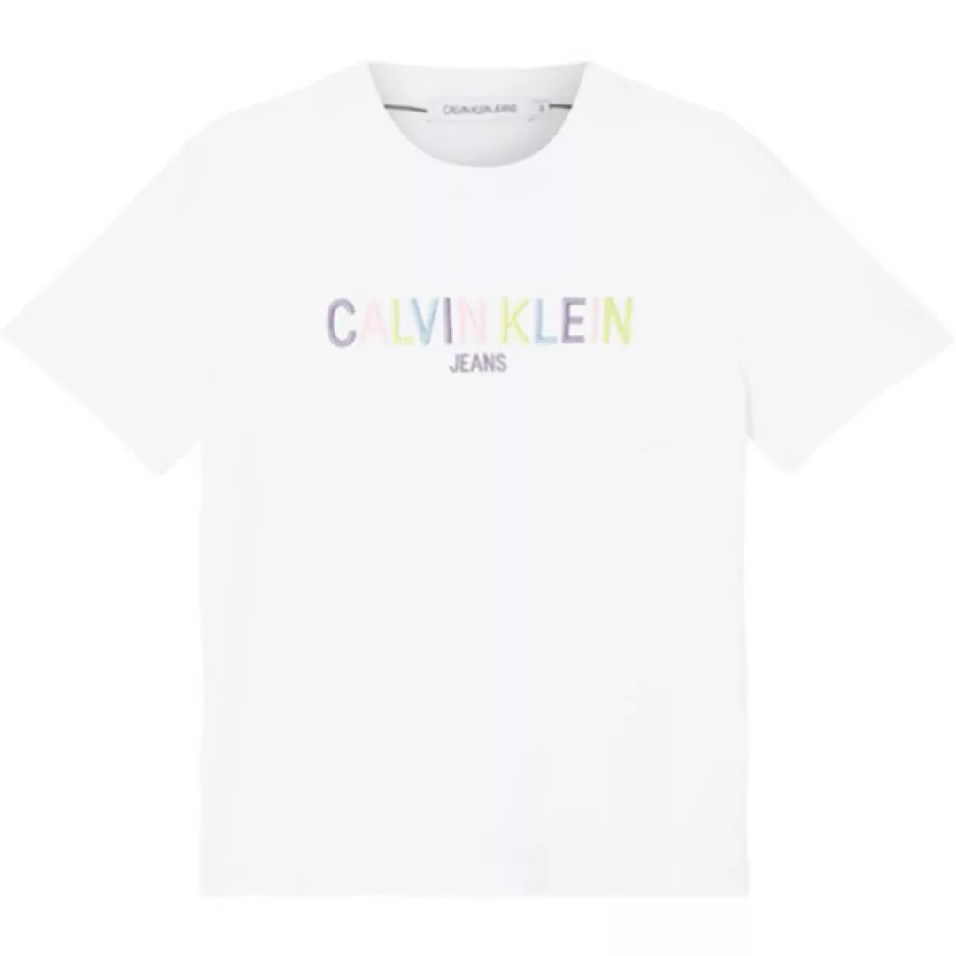 Calvin Klein Jeans Multicolored Logo Kurzärmeliges T-shirt S Bright White günstig online kaufen