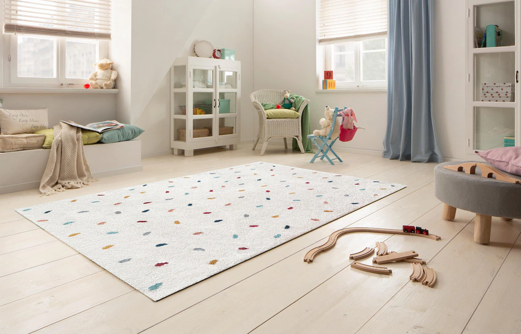 my home Kinderteppich »Odan, Hochflor-Teppich«, rechteckig, 20 mm Höhe, bun günstig online kaufen