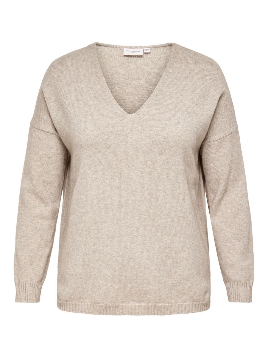 ONLY Curvy V-ausschnitt Strickpullover Damen Braun günstig online kaufen