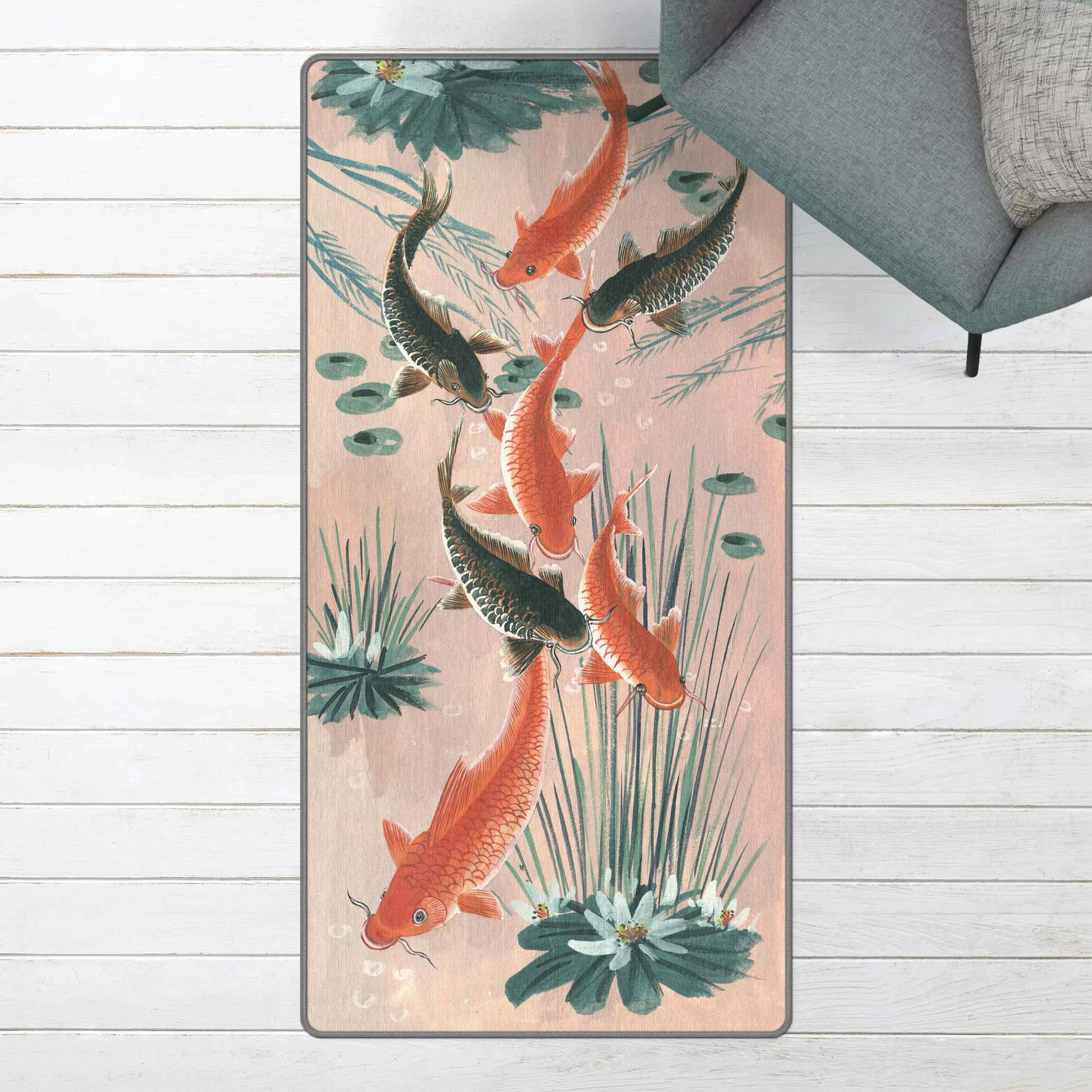 Teppich Asiatische Malerei Kois im Teich I günstig online kaufen