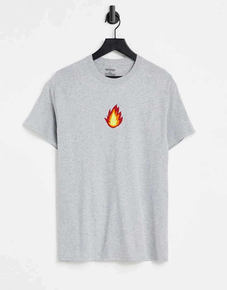 Heartbreak – T-Shirt mit Flammen-Grafikprint-Grau günstig online kaufen