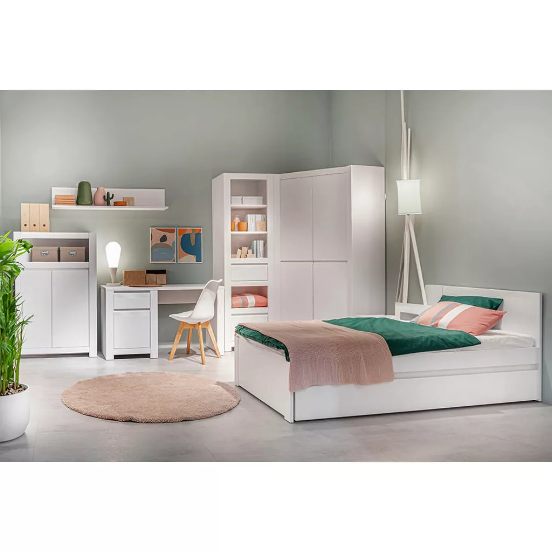 Jugendzimmer Komplett Set Bett 120x200 cm inkl. Bettschublade weiß NAVA-129 günstig online kaufen