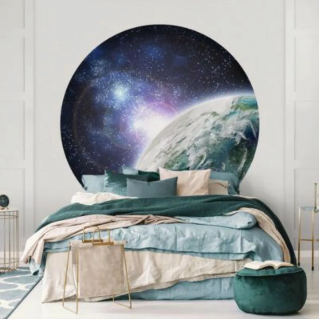 Bilderwelten Runde Tapete selbstklebend Galaxy Light türkis Gr. 175 x 175 günstig online kaufen