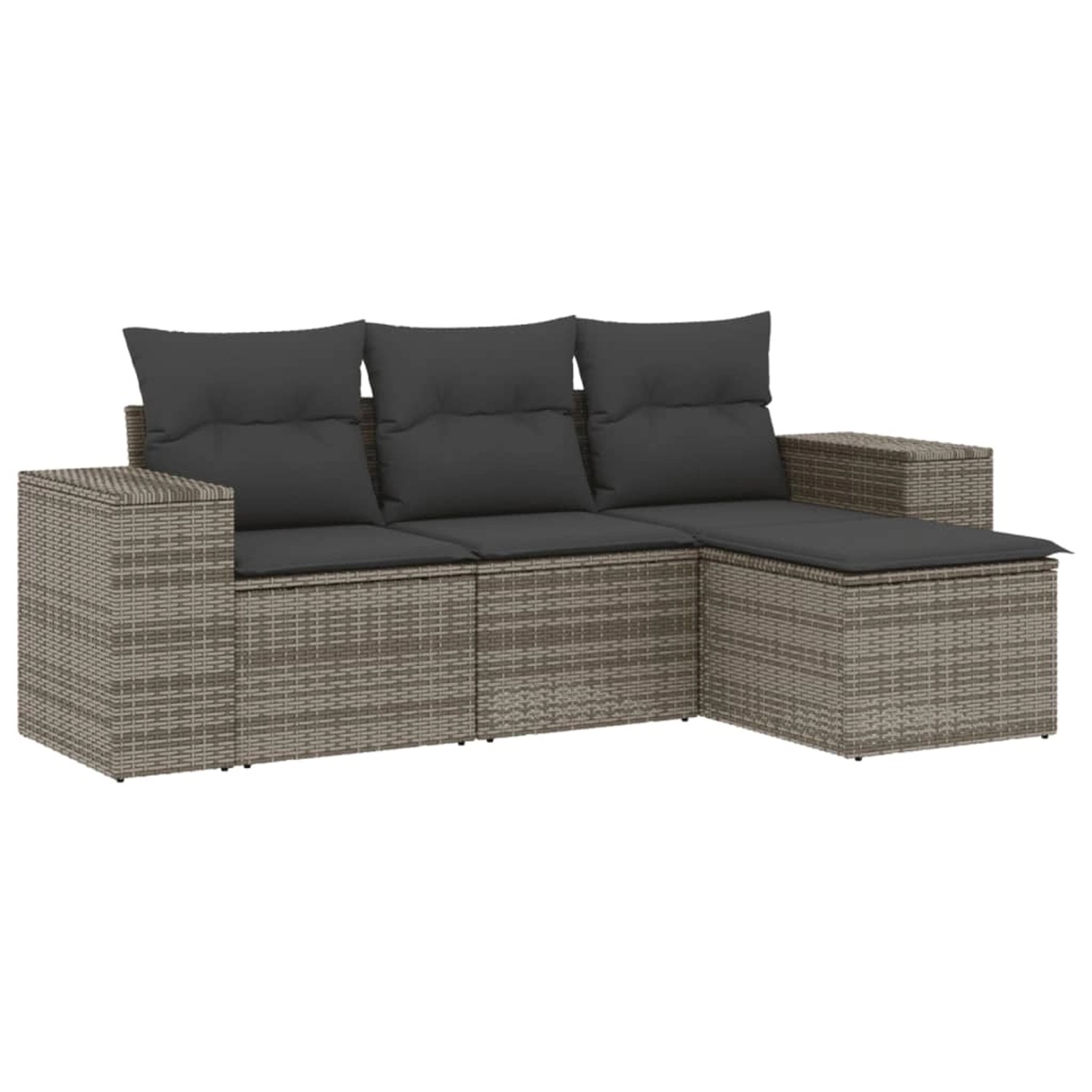 vidaXL 4-Tlg Garten-Sofagarnitur mit Kissen Grau Poly Rattan 3254807 günstig online kaufen