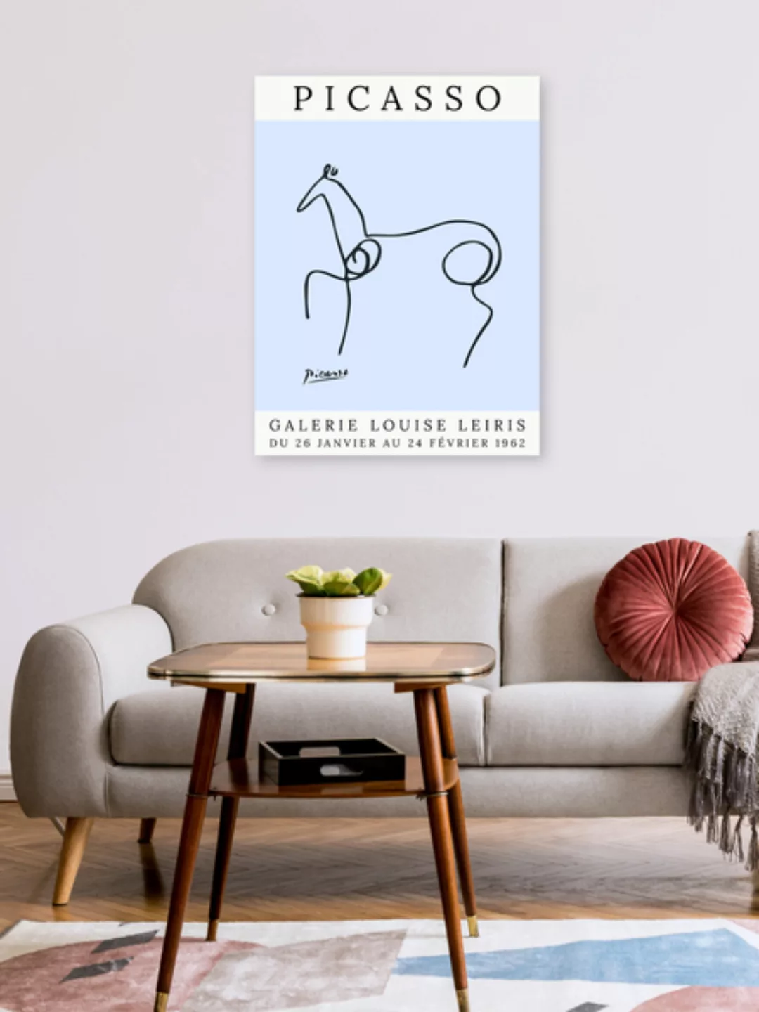 Poster / Leinwandbild - Picasso Pferd – Blau günstig online kaufen