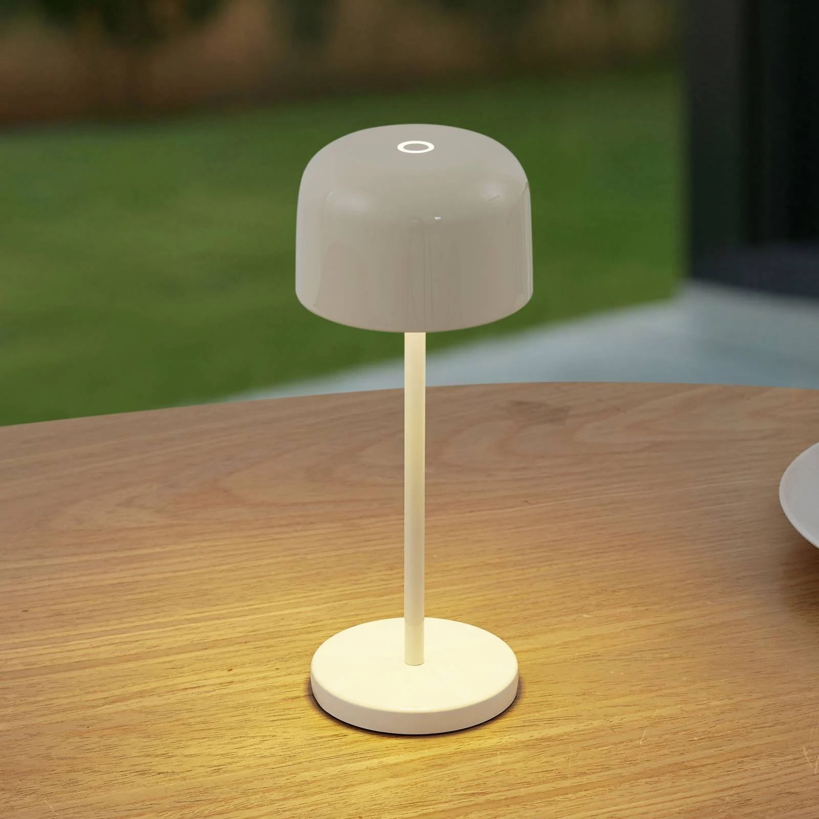 Lucande LED-Akku-Tischleuchte Quill, beige, CCT, dimmbar günstig online kaufen