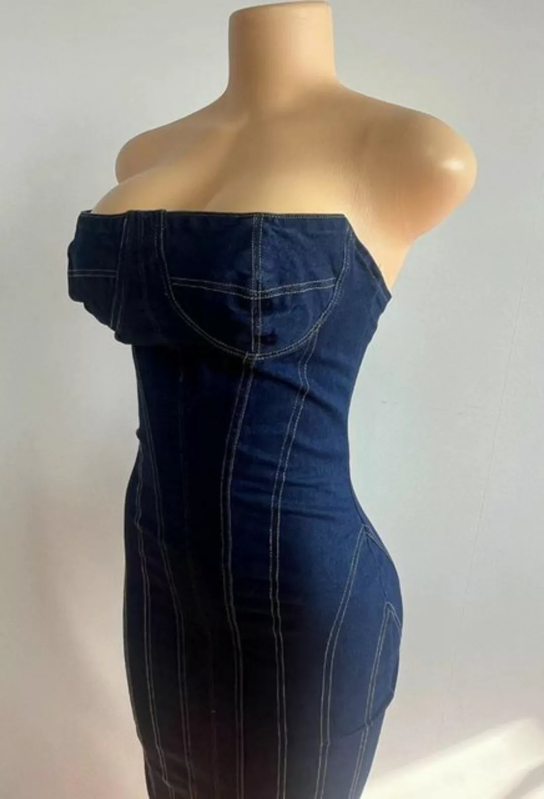 SEGUEN Jeanskleid Trägerloser, hüftbedeckender, rückenfreier Jeansrock (Sex günstig online kaufen