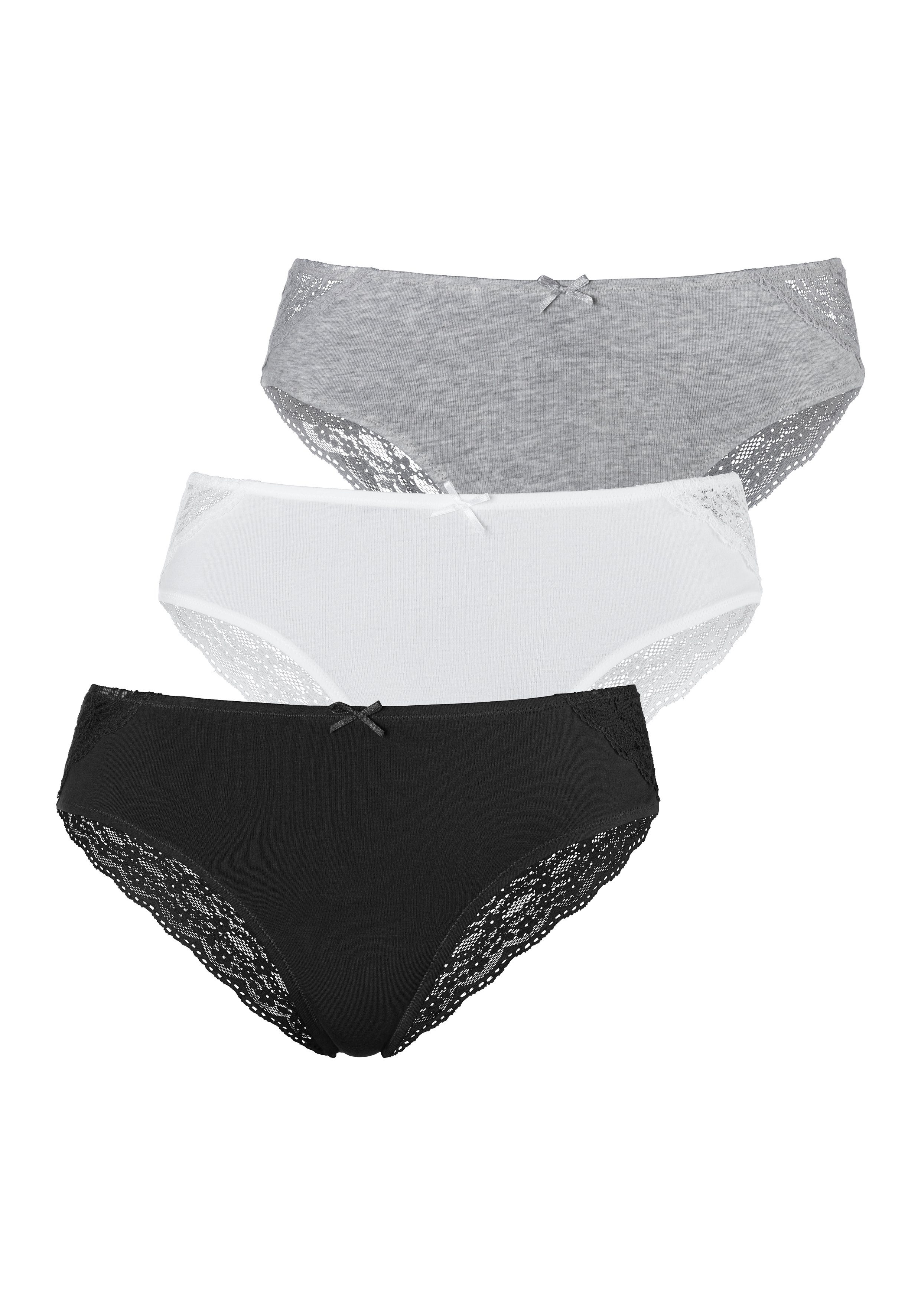 Vivance Brasilslip, (3er-Pack), aus elastischer Baumwolle mit floraler Spit günstig online kaufen
