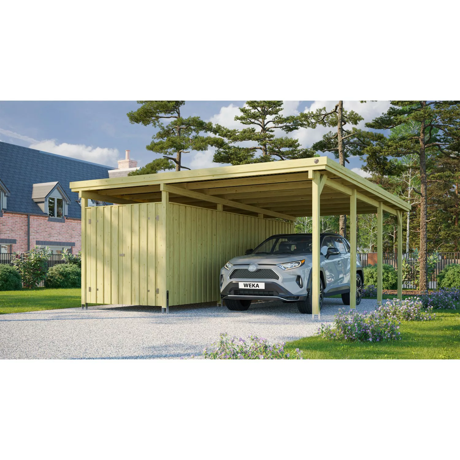 Weka Einzelcarport 607 Gr.3 inkl. XXL Geräteraum 512 cm x 579 cm günstig online kaufen