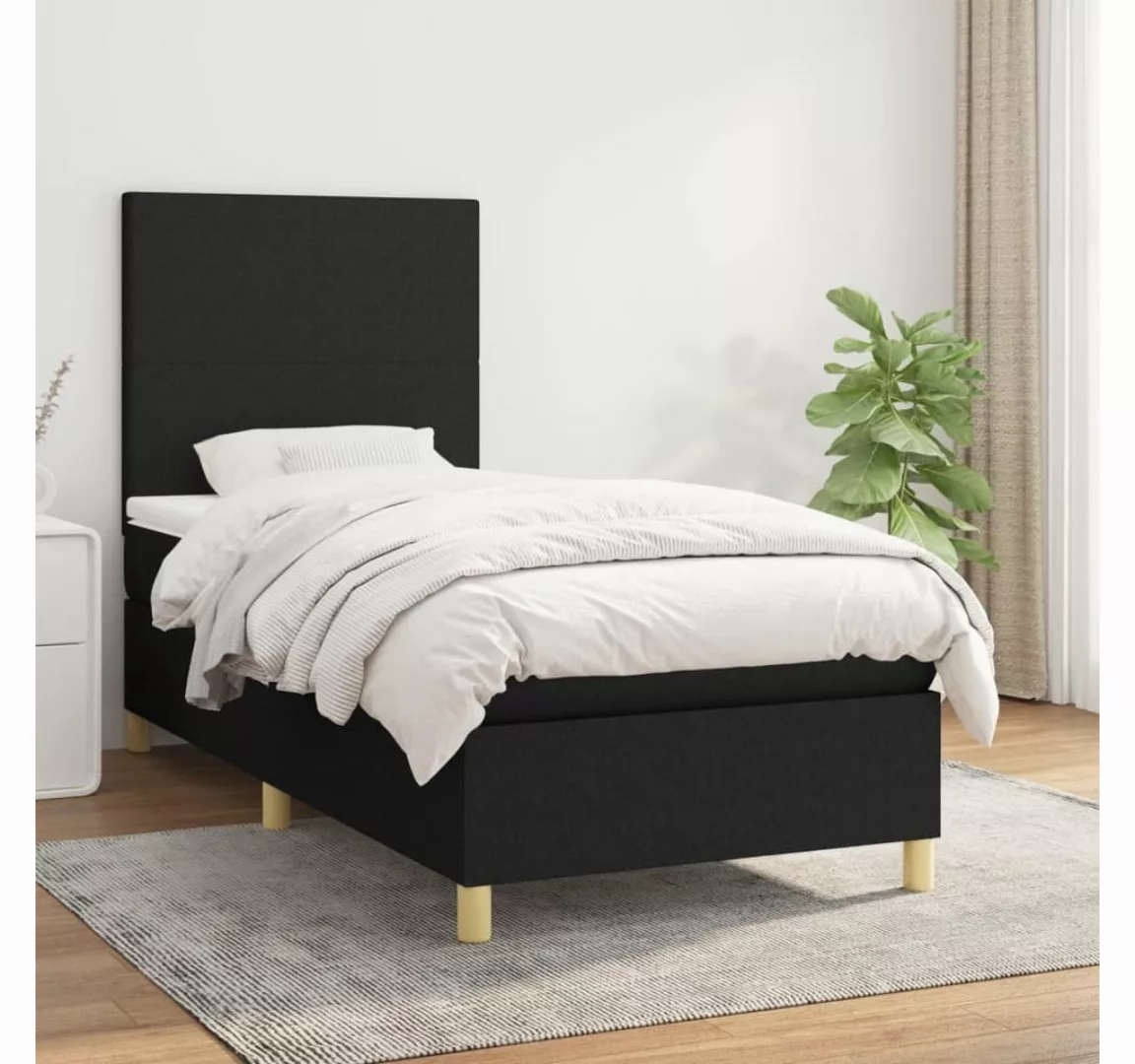 furnicato Bett Boxspringbett mit Matratze Schwarz 100x200 cm Stoff günstig online kaufen