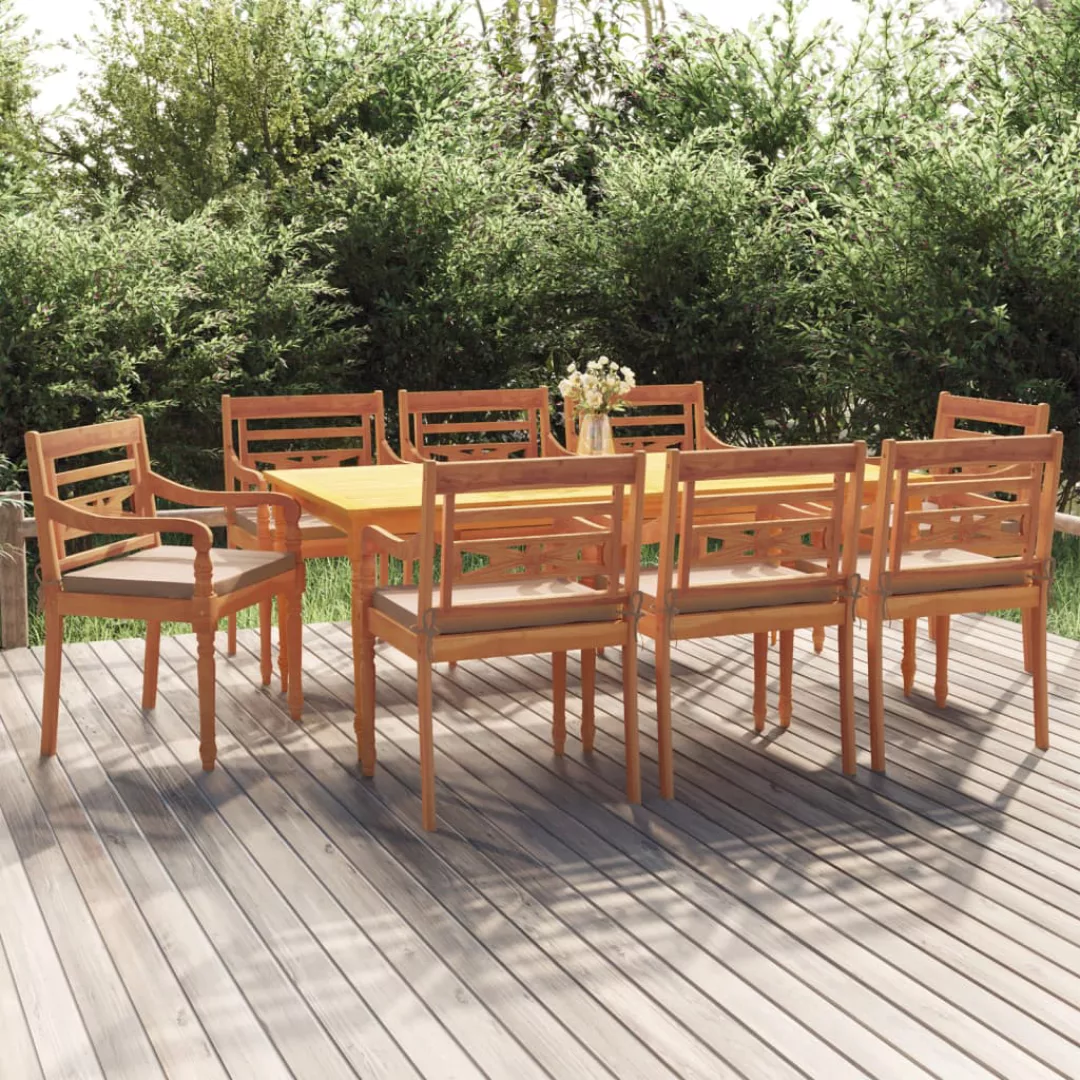 Vidaxl 9-tlg. Garten-essgruppe Mit Kissen Massivholz Teak günstig online kaufen